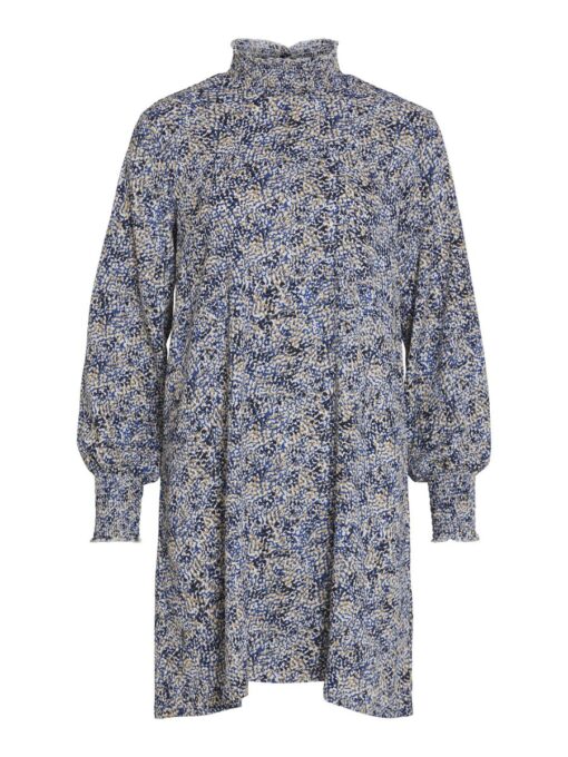 Vila Moda Jia High Neck Ls Dress True Blue