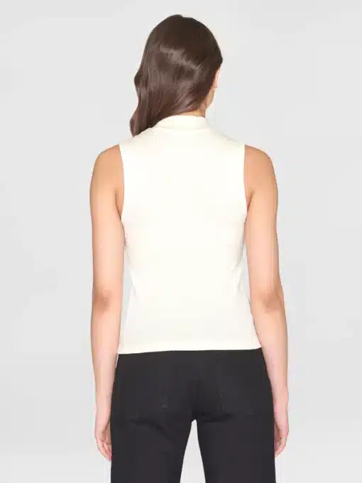 Knowledge Cotton Apparel High Neck Rib Top Star White