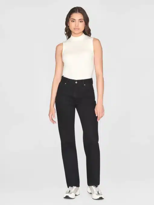 Knowledge Cotton Apparel High Neck Rib Top Star White