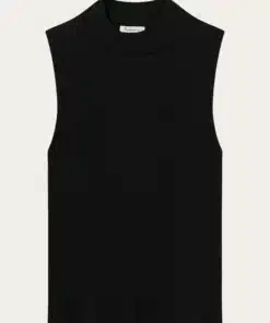 Knowledge Cotton Apparel High Neck Rib Top Black Jet