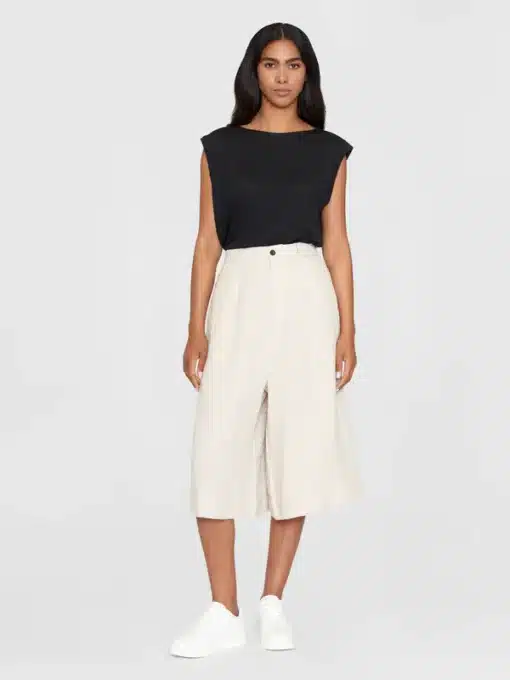 Knowledge Cotton Apparel Eve Natural Linen Baggy Culotte Light Feather Gray