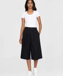 Knowledge Cotton Apparel Eve Natural Linen Baggy Culotte Black Jet