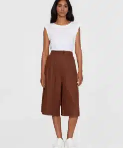 Knowledge Cotton Apparel Eve Natural Linen Baggy Culotte Tiramisu