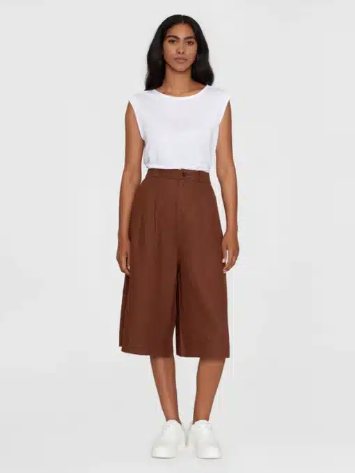 Knowledge Cotton Apparel Eve Natural Linen Baggy Culotte Tiramisu