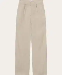 Knowledge Cotton Apparel Posey Wide Linen Pants Light Feather Gray