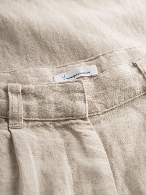Knowledge Cotton Apparel Posey Wide Linen Pants Light Feather Gray