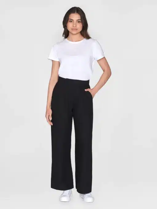 Knowledge Cotton Apparel Posey Wide Linen Pants Black Jet