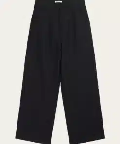 Knowledge Cotton Apparel Posey Wide Linen Pants Black Jet