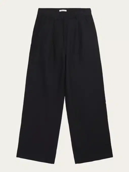 Knowledge Cotton Apparel Posey Wide Linen Pants Black Jet