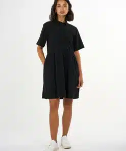 Knowledge Cotton Apparel Seersucker Shirt Dress Black Jet