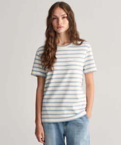 Gant Woman Striped T-Shirt Dove Blue