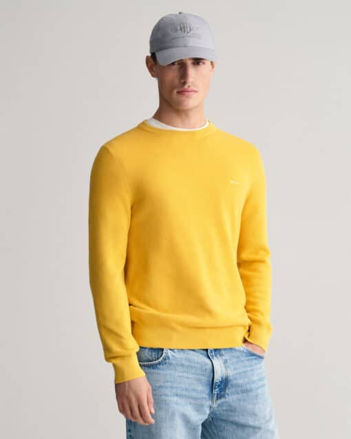 Gant Cotton Pique Sweater Smooth Yellow