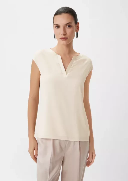 Comma, Satin T-shirt Beige