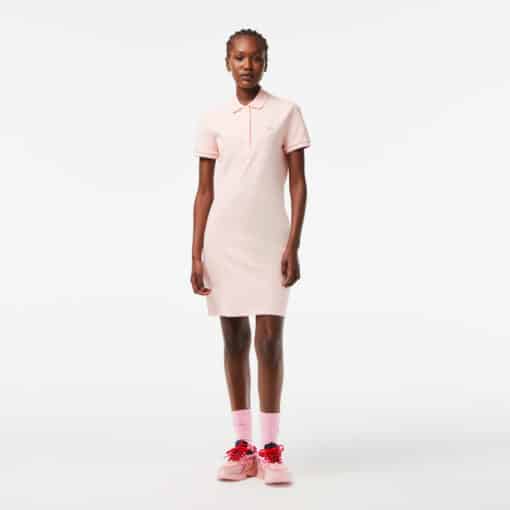 Lacoste Stretch Cotton Pique Dress Light Pink