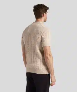 Lyle & Scott Cable Knitted Polo Shirt Dove