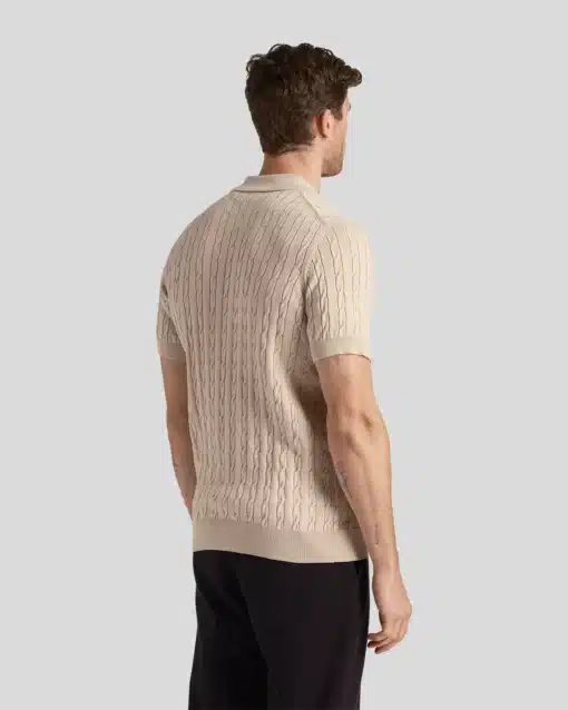 Lyle & Scott Cable Knitted Polo Shirt Dove