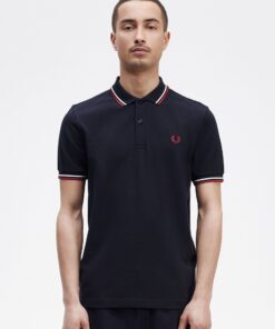 Fred Perry M3600 Pique NavySnow white/Burnt red