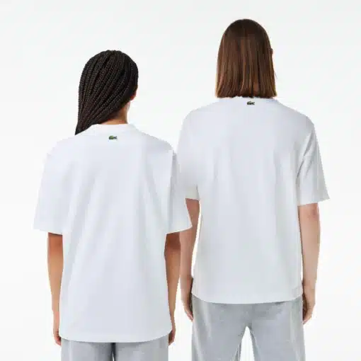 Lacoste Unisex Loose Fit Large Crocodile Heavy Cotton T-shirt White