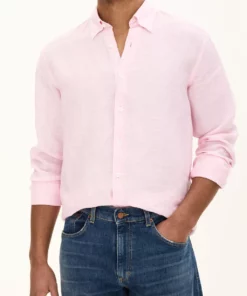 Oscar Jacobson Regular Fit Linen Shirt Pink