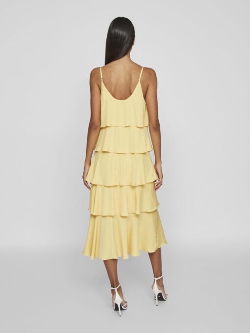 Vila Amalita Strap Flounce Maxi Dress Cornsilk