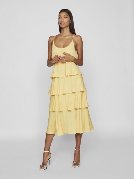 Vila Amalita Strap Flounce Maxi Dress Cornsilk