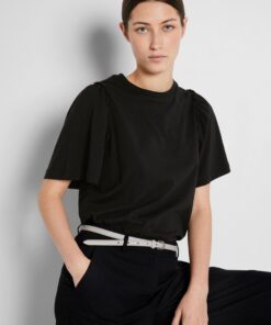 Selected Femme Penelope Ruffle Tee Black