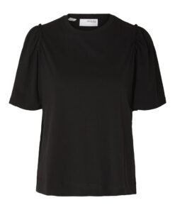 Selected Femme Penelope Ruffle Tee Black