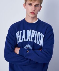 Champion Bookstore Embroidered Logo Sweatshirt Dark Blue