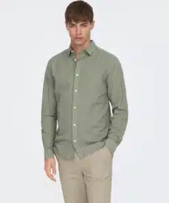 Only & Sons Caiden Life Linen Solid Shirt Swamp Green