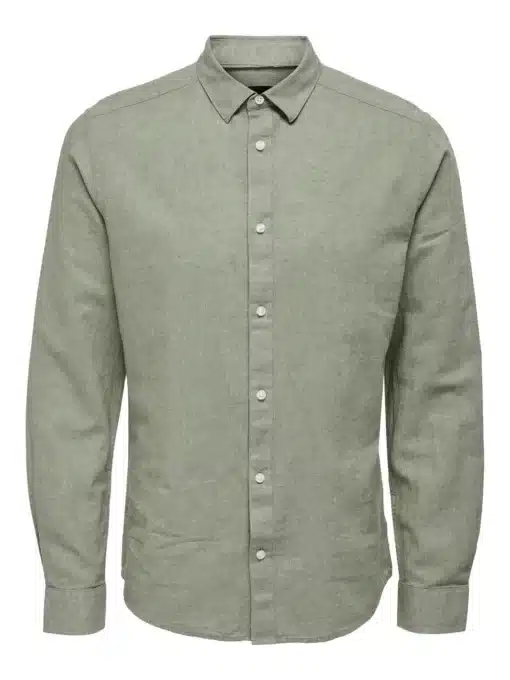 Only & Sons Caiden Life Linen Solid Shirt Swamp Green
