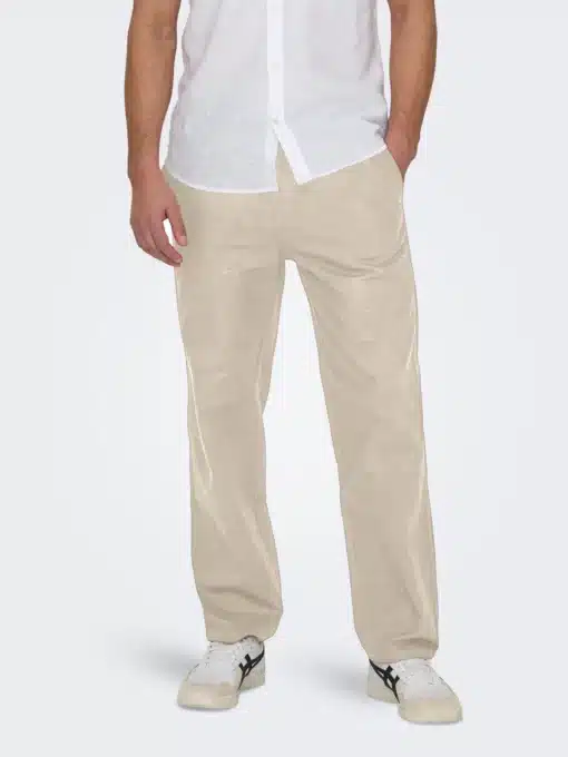 Only & Sons Sinus Loose Fit Linen Pants Silver Lining