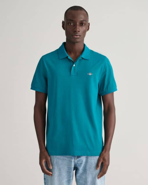 Gant Regular Fit Pique Polo Ocean Turquoise