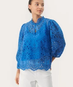 Part Two Grethe Lace Blouse Nebulas Blue