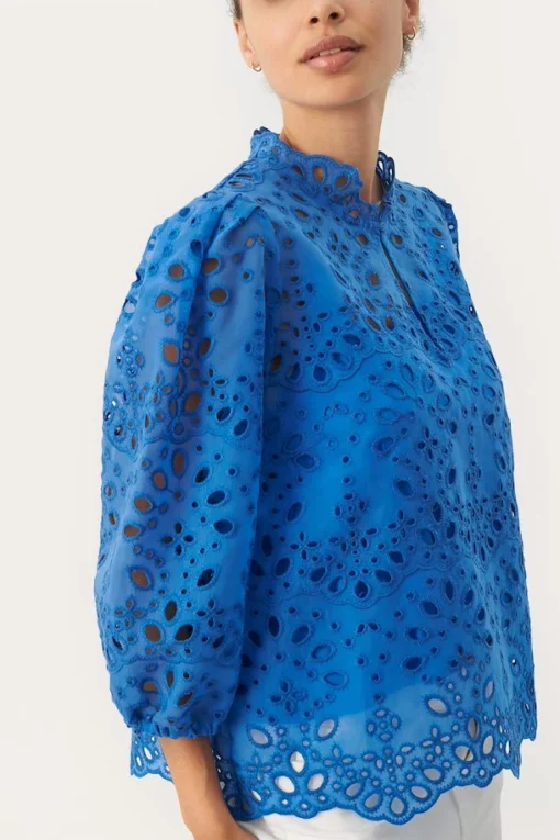 Part Two Grethe Lace Blouse Nebulas Blue