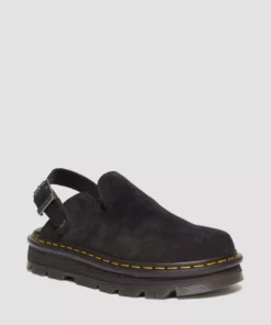 Dr. Martens Zebzag Suede Casual Slingback Platform Mules Black