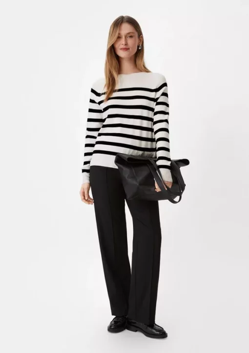Comma, Striped Pullover White