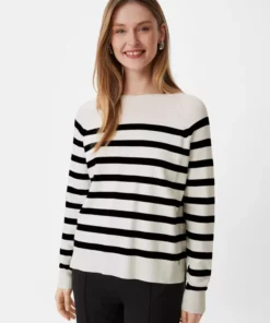 Comma, Striped Pullover White