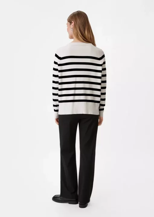 Comma, Striped Pullover White