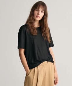 Gant Woman Linen ss T-shirt Black