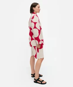 Marimekko Kulmat Unikko Cotton Linen Overshirt - Aukia