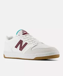 New Balance 480 White With Burgundy and Airyteal