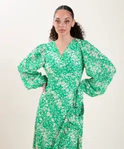 Dry Lake Kita Dress Green Flower Print