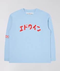 Edwin Katakana Retro LS T-shirt Placid Blue