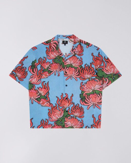 Edwin Kiku Shirt Aop Cretonne Blue/Red