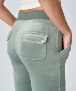 Juicy Couture Classic Velour Del Ray Pocket Pant Chinois Green