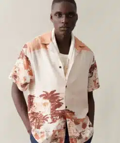 Les Deux Coastal AOP SS Shirt Terracotta