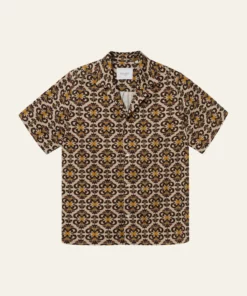 Les Deux Hendrix AOP SS Shirt Light Sand/Ebony Brown