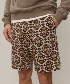 Les Deux Hendrix AOP Shorts Light Sand/Ebony Brown