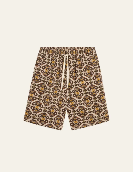 Les Deux Hendrix AOP Shorts Light Sand/Ebony Brown
