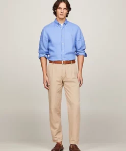 Tommy Hilfiger Pigment Dyed Solid Linen Shirt Blue Spell